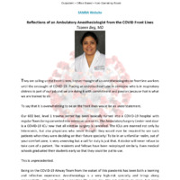 Reflections of an anesthesiologist from the front lines.